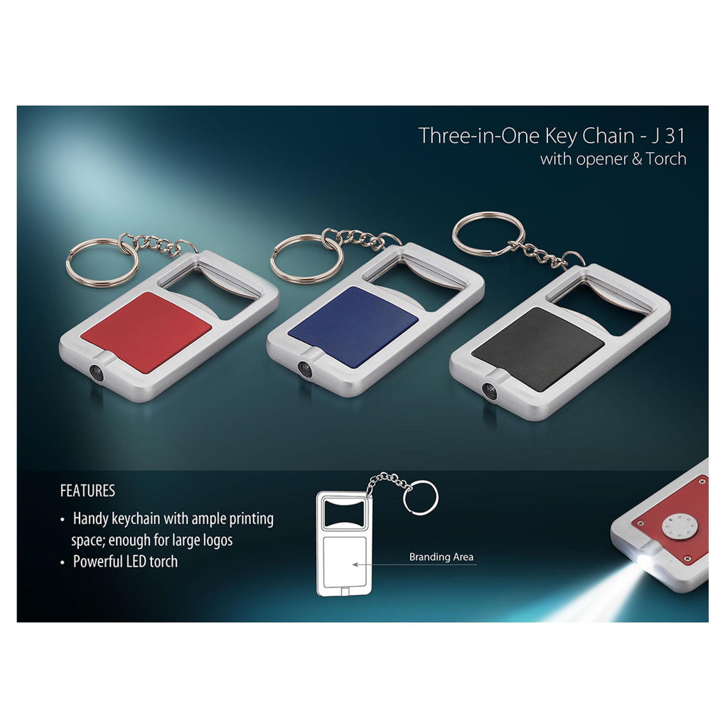 3 In 1 Key Chain With Opener And Torch - J31
