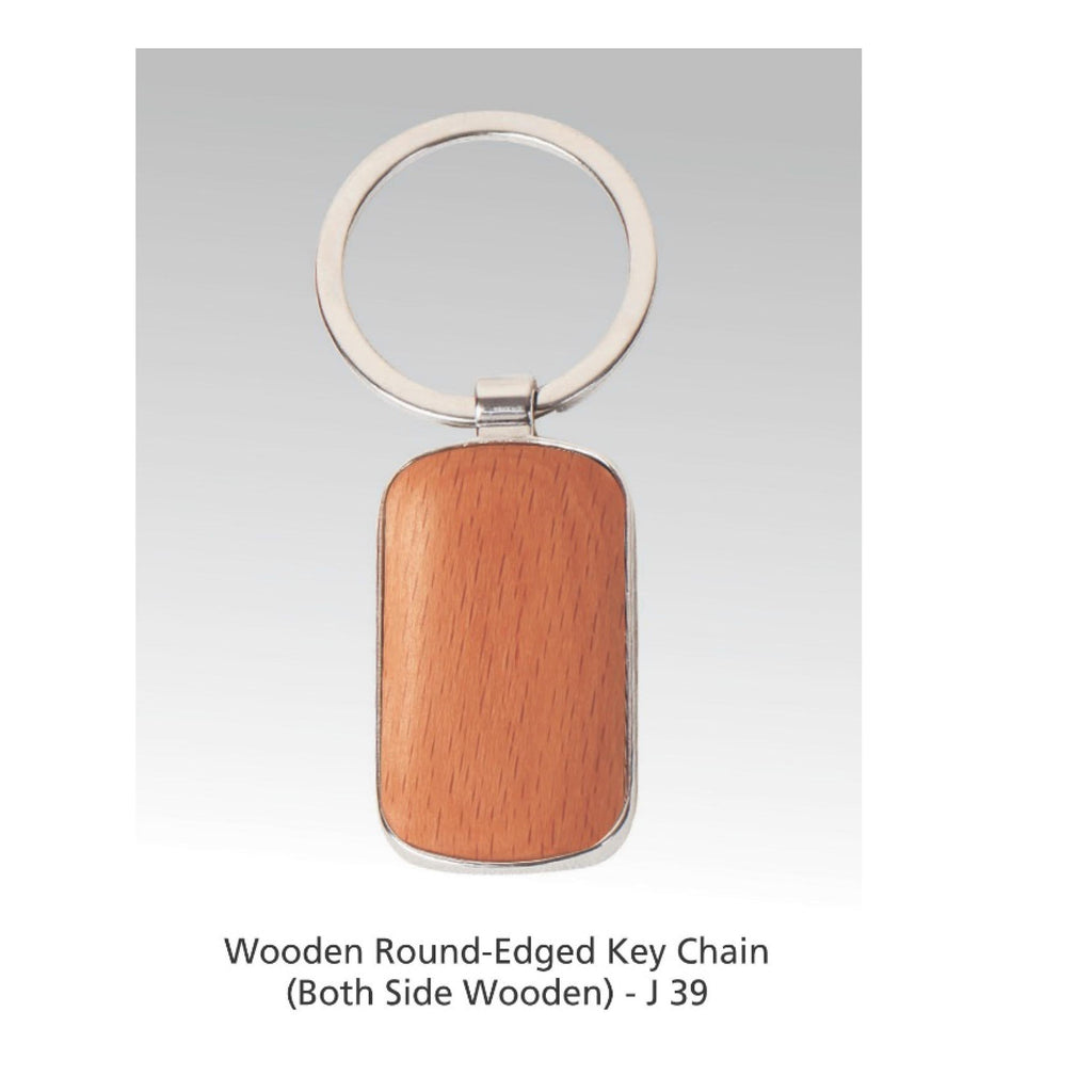 Wooden Round Edge Key Ring - J39