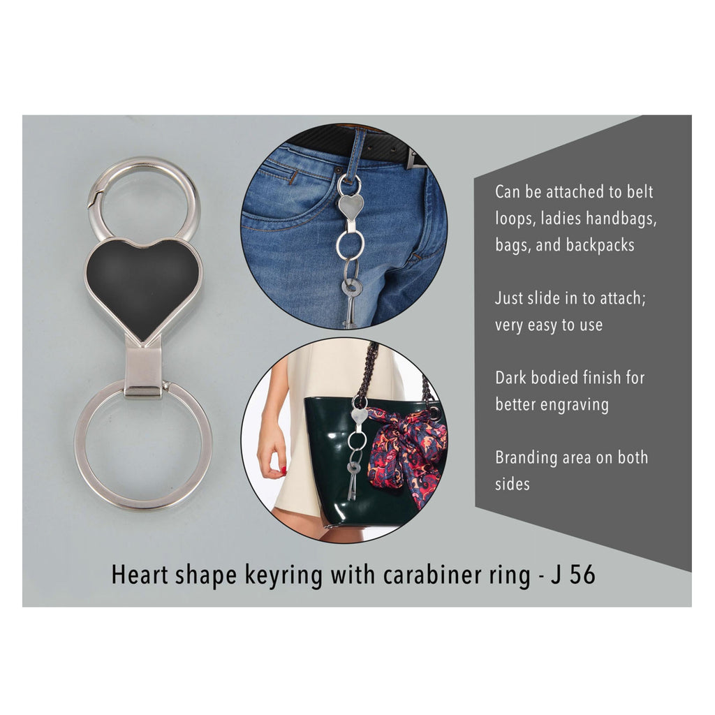 Heart Shape Key ring With Carabiner Ring - J56