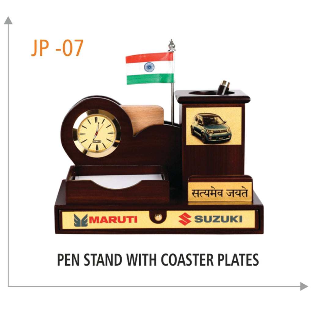 Wooden Pen Stand with Coaster Plates - JP 07