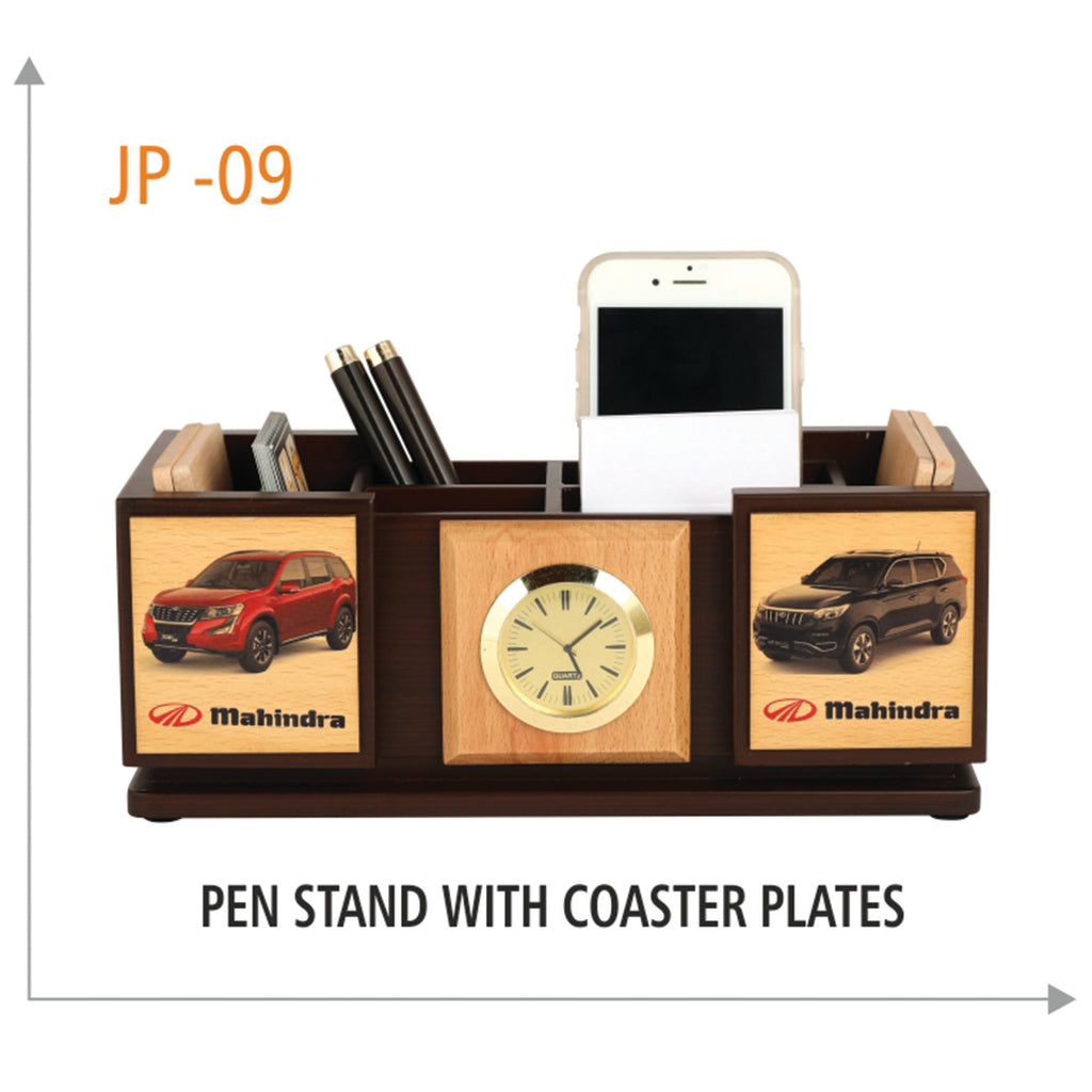 Wooden Pen Stand with Coaster Plates - JP 09