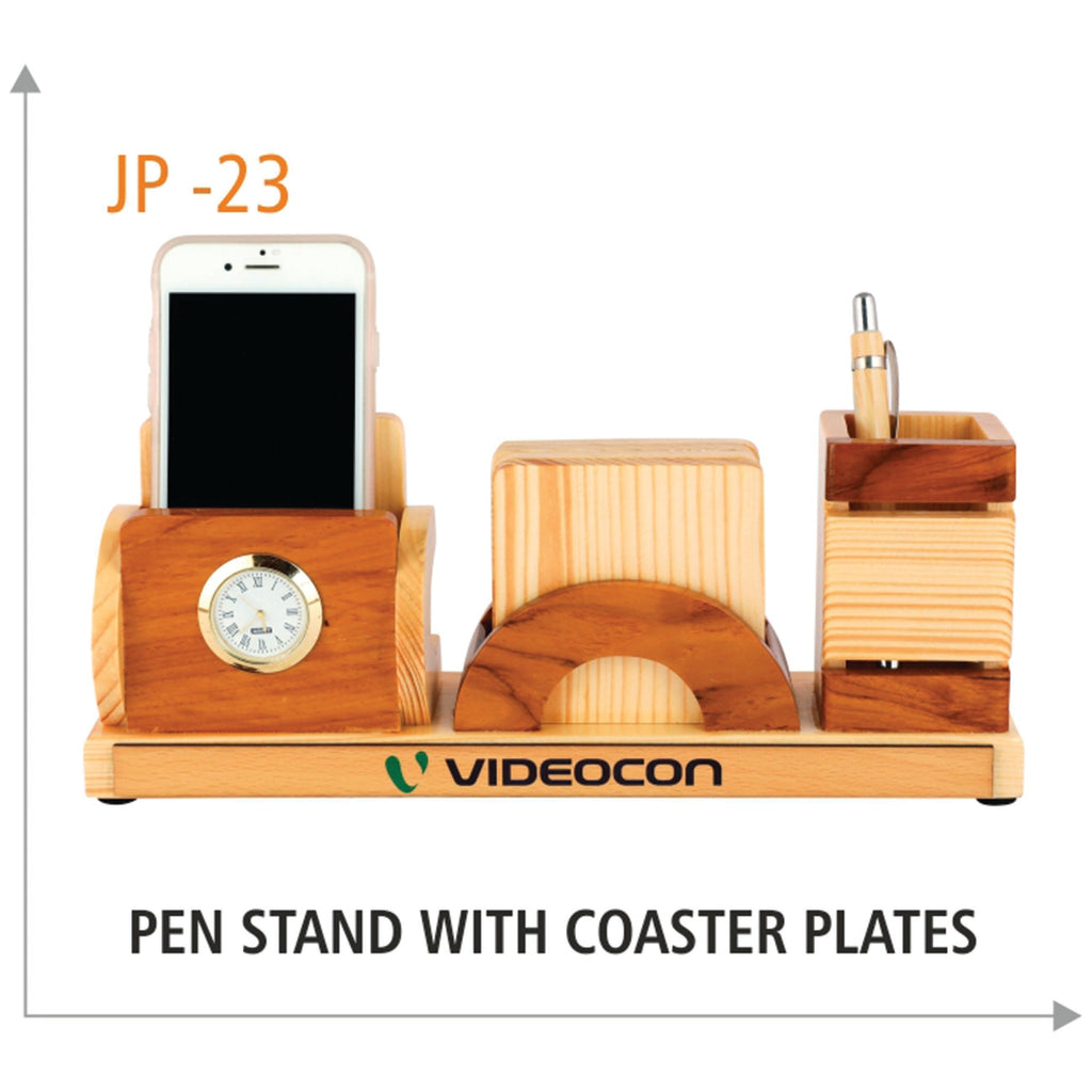 Wooden Pen Stand with Coaster Plates - JP 23