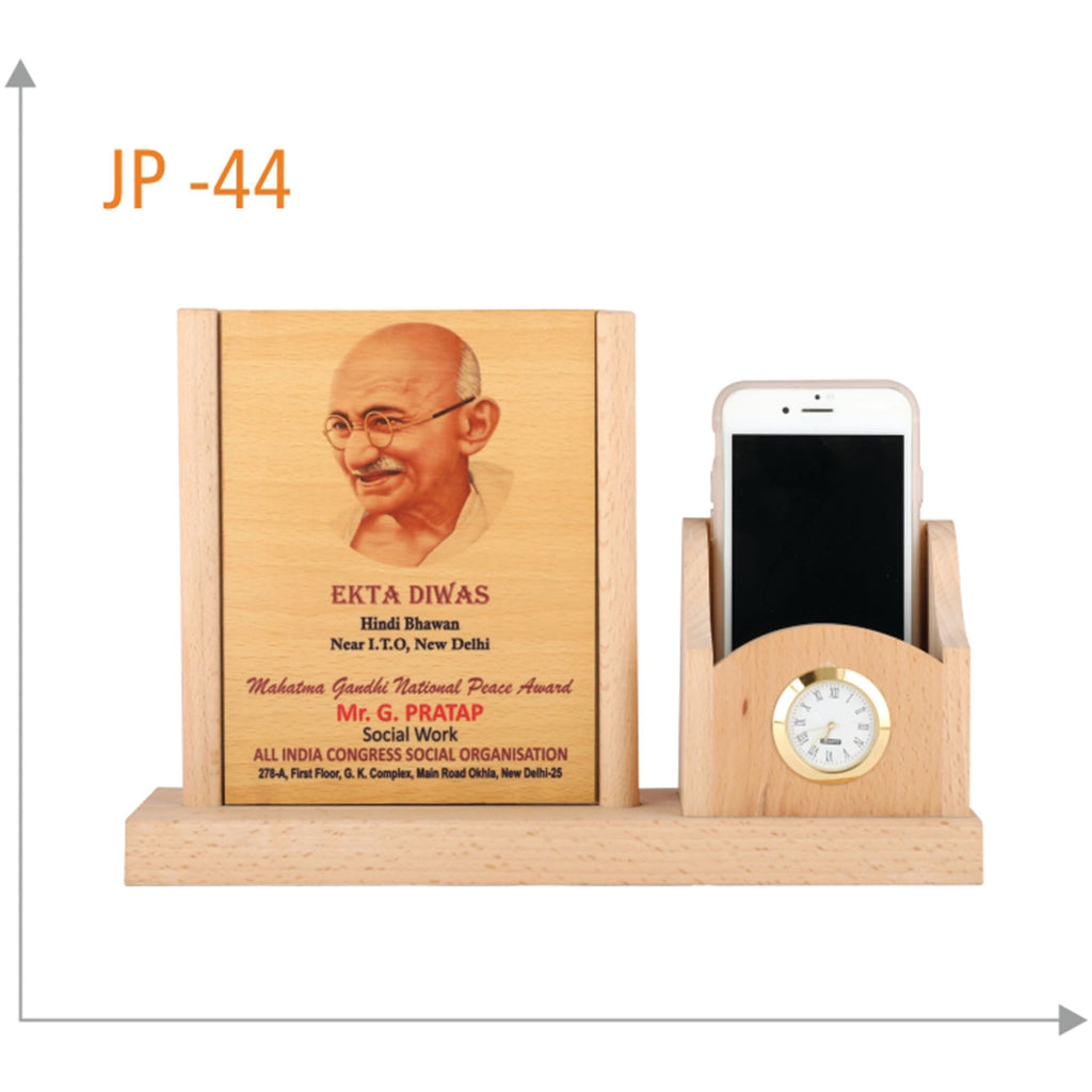 Wooden Mobile Holder With Clock - JP 44