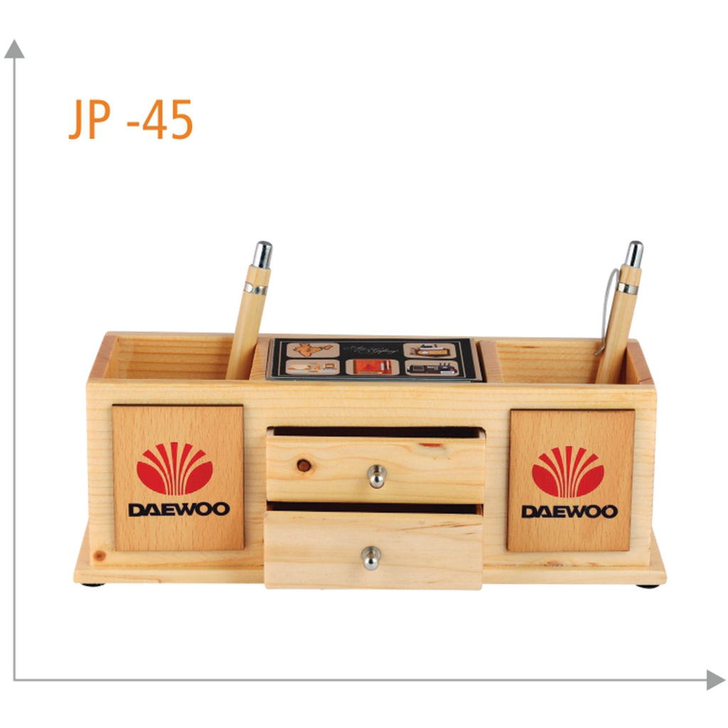 Wooden Pen Stand With Visiting Card Holder - JP 45