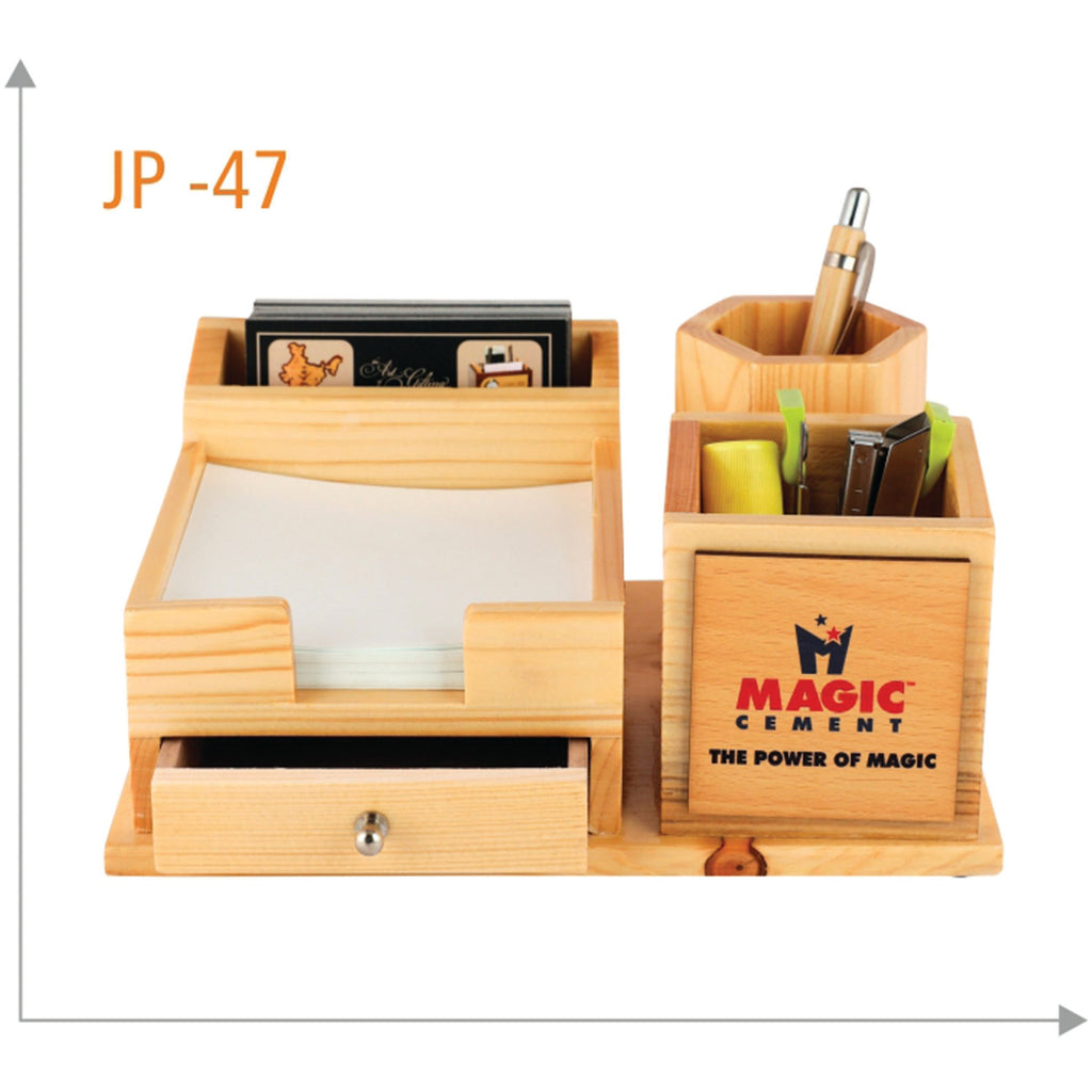 Wooden Pen Stand With Visiting Card Holder - JP 47