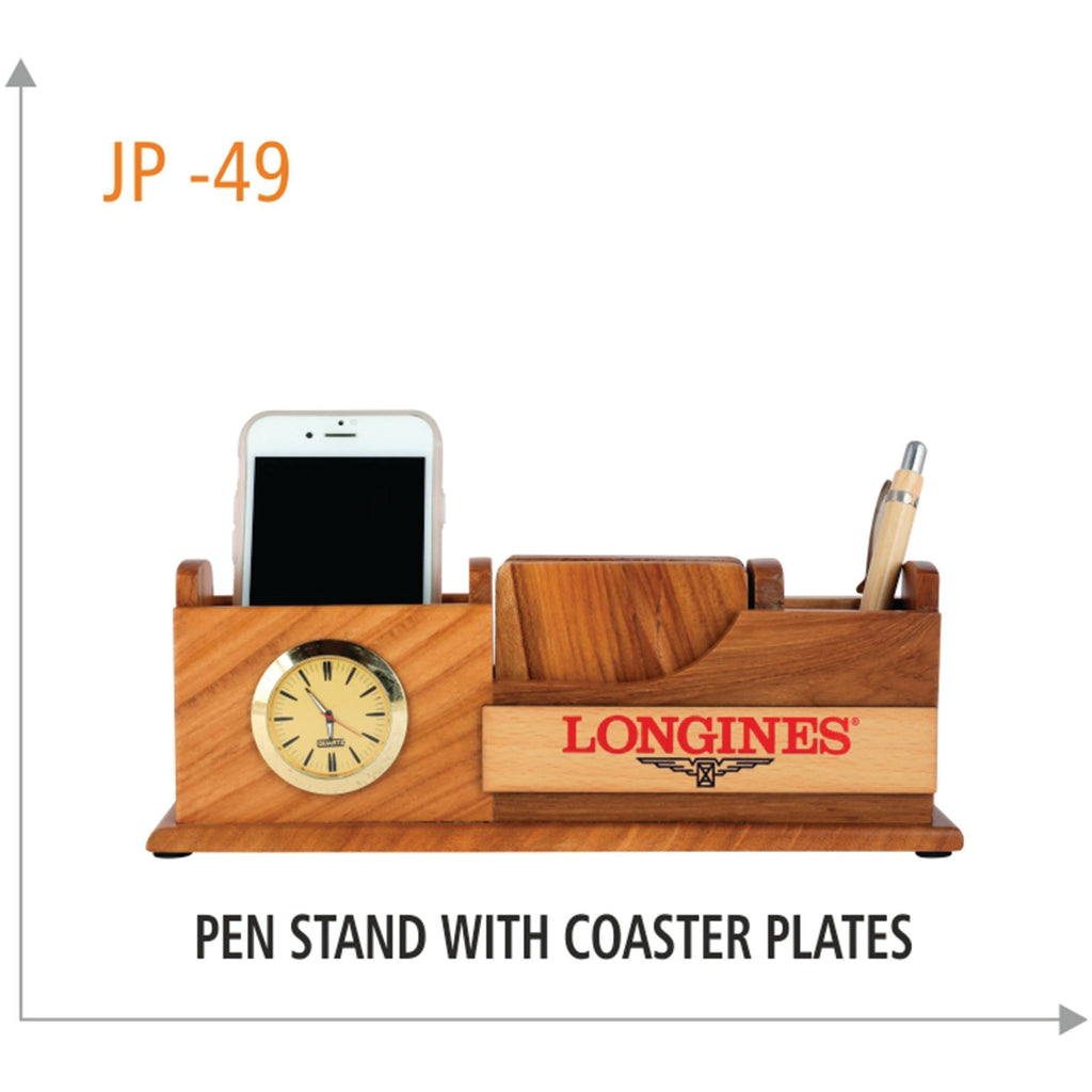 Wooden Pen Stand With Coaster Plates - JP 49
