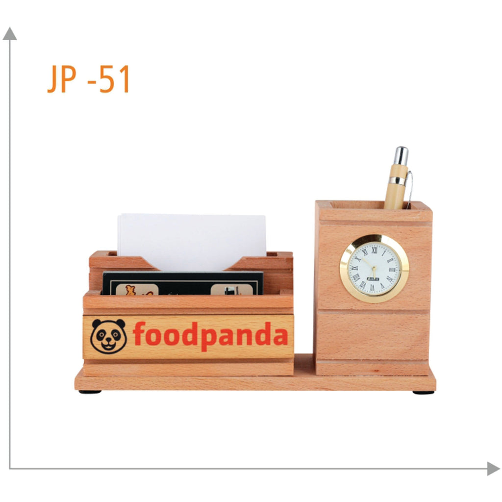Wooden Pen Stand With Visiting Card Holder - JP 51