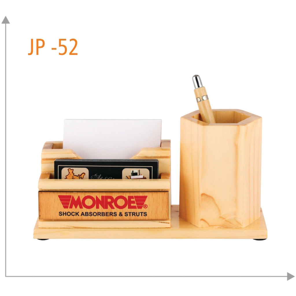 Wooden Pen Stand With Visiting Card Holder  - JP 52