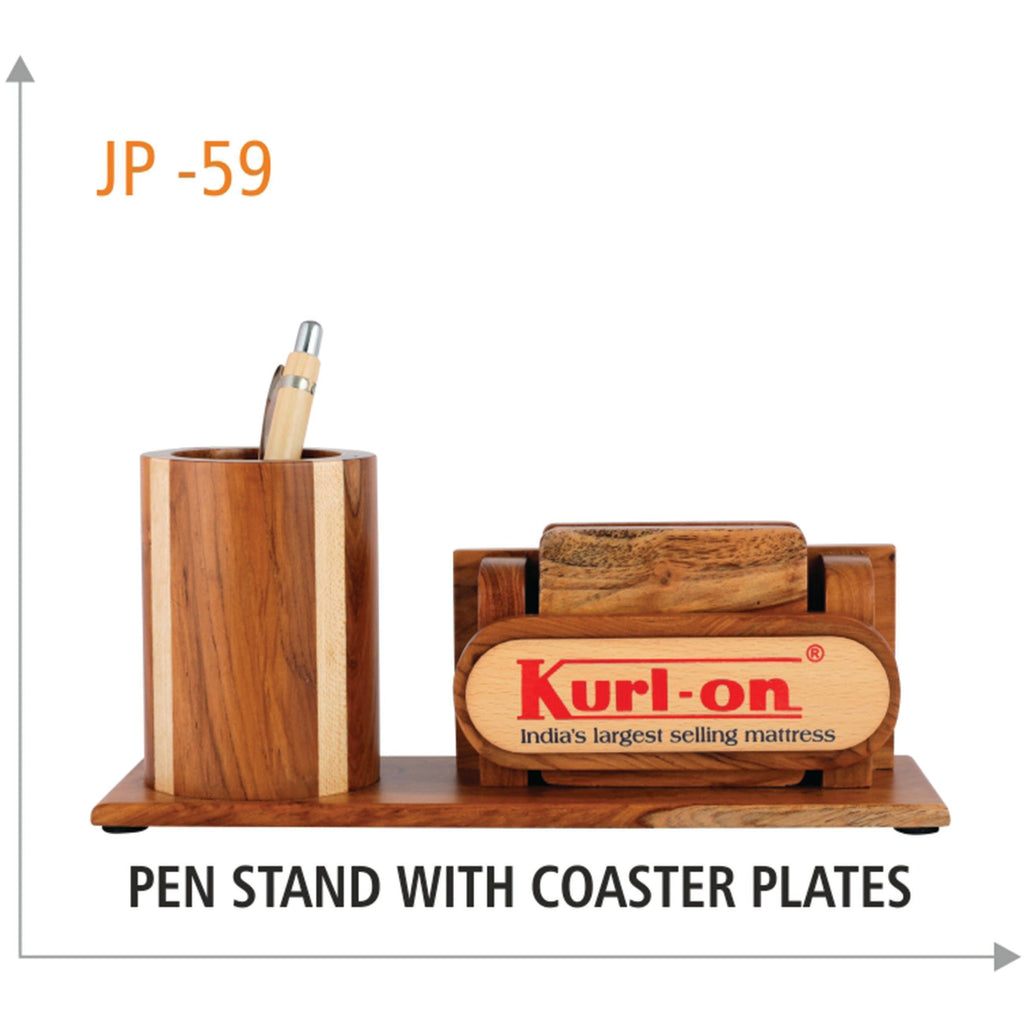 Wooden Pen Stand with Coaster Plates - JP 59