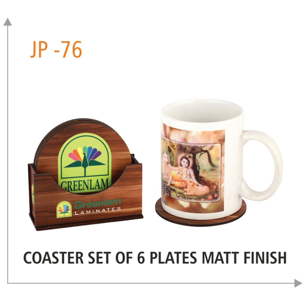 Wooden Coaster Set Of 6 Plates Matt Finish - JP 76