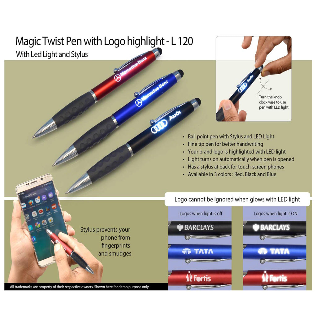 Magic Twist Pen With Stylus - L120