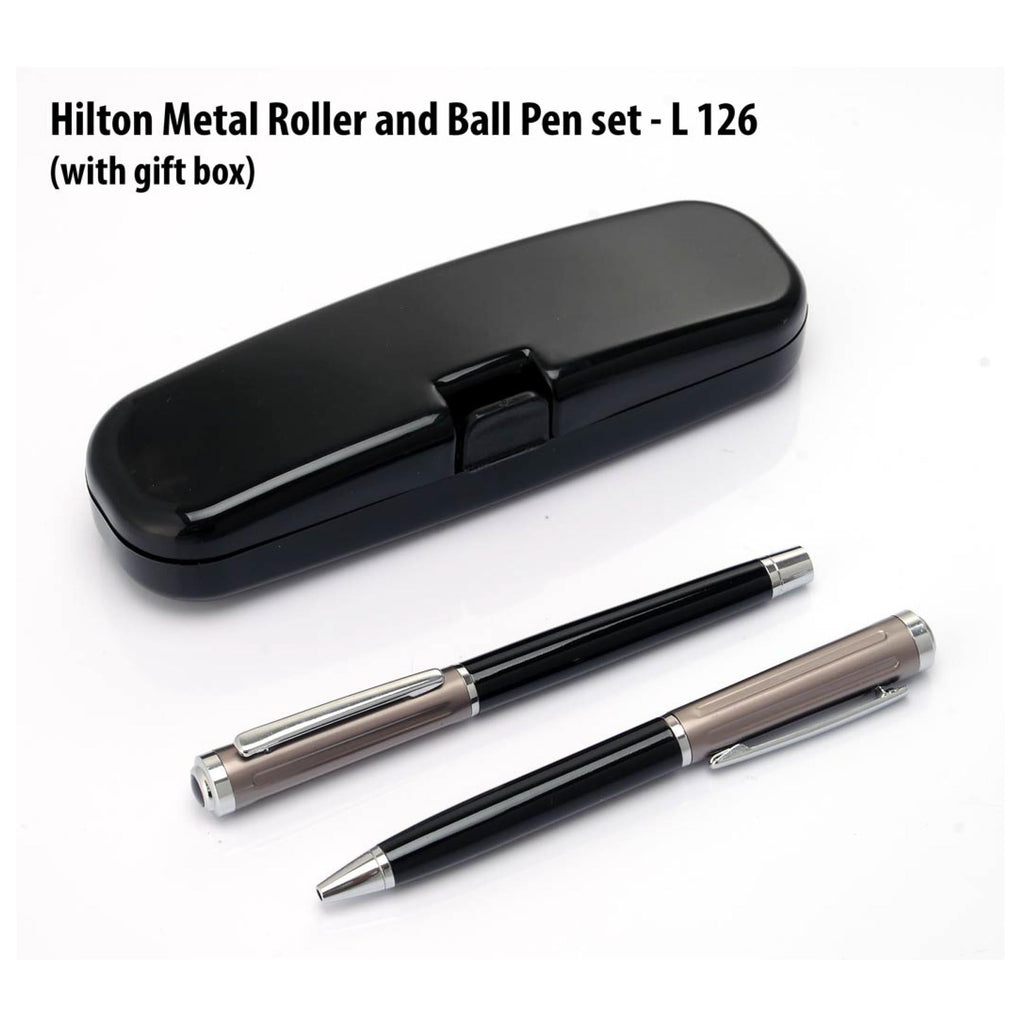 Hilton Metal Roller And Ball Pen Set (With Gift Box) - L126