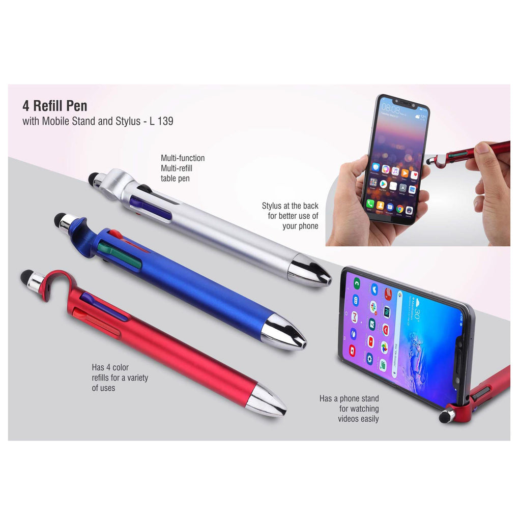 4 Refill Pen With Mobile Stand And Stylus - L139