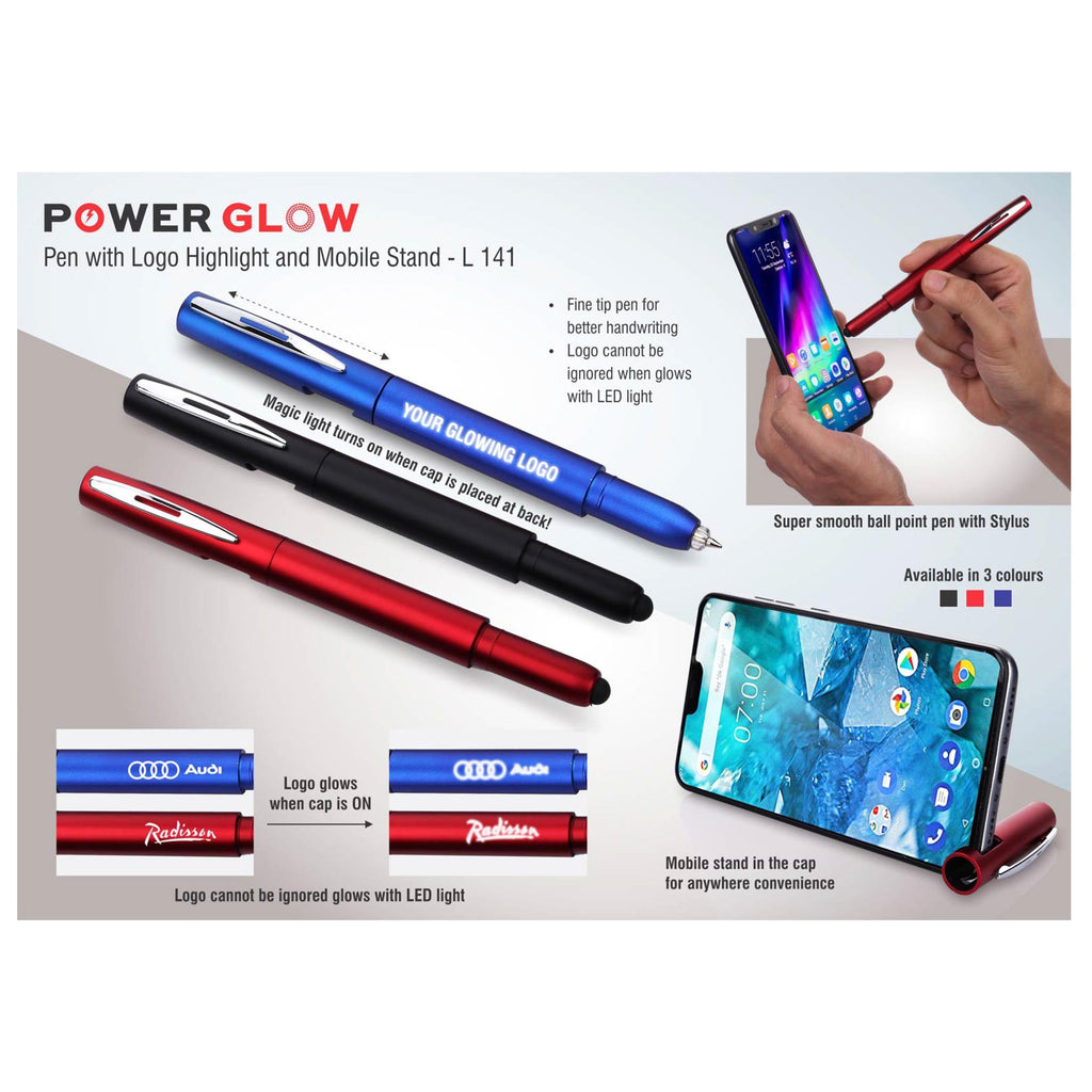 PowerGlow Pen With Logo Highlight And Mobile Stand - L141
