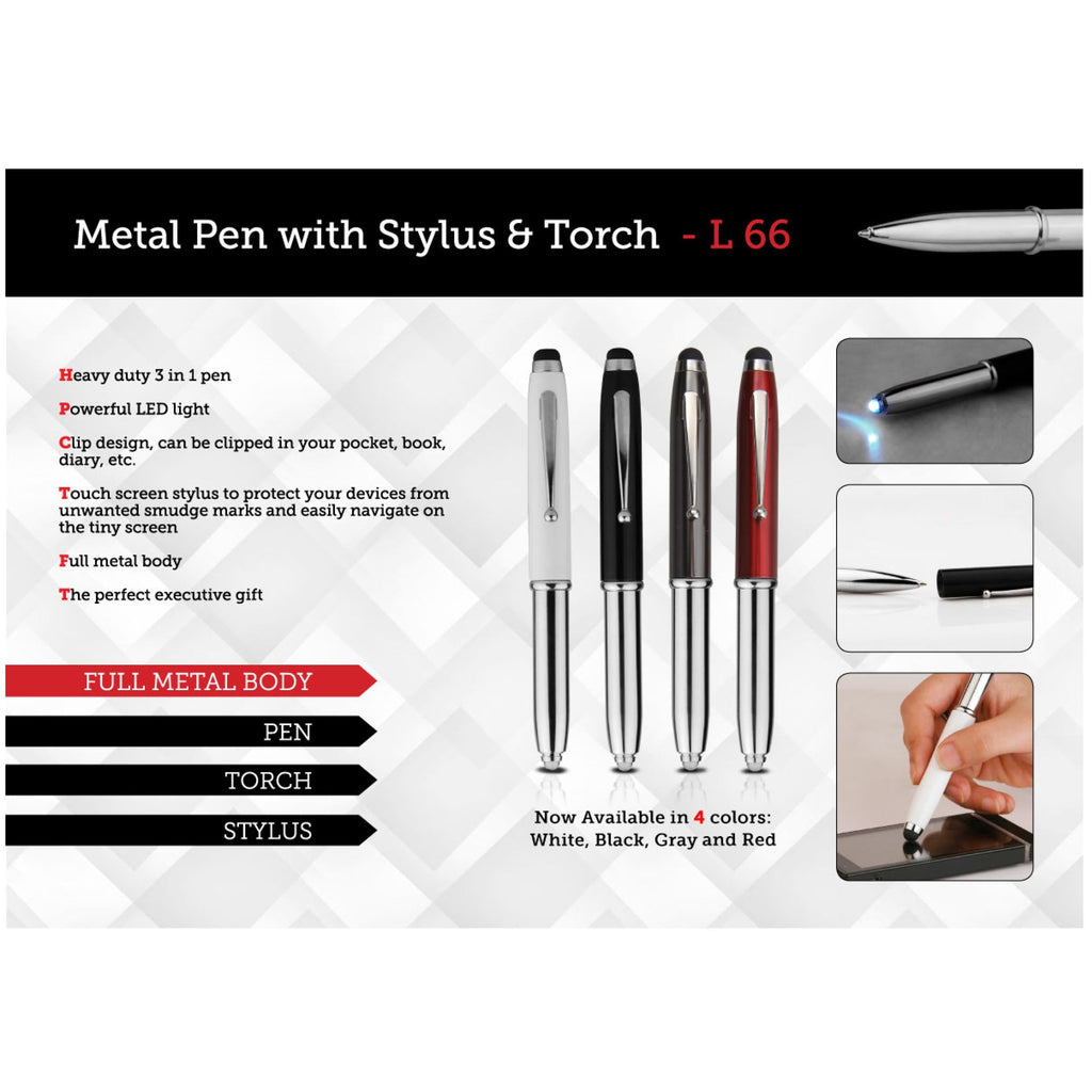 Metal Pen With Stylus & Torch - L66