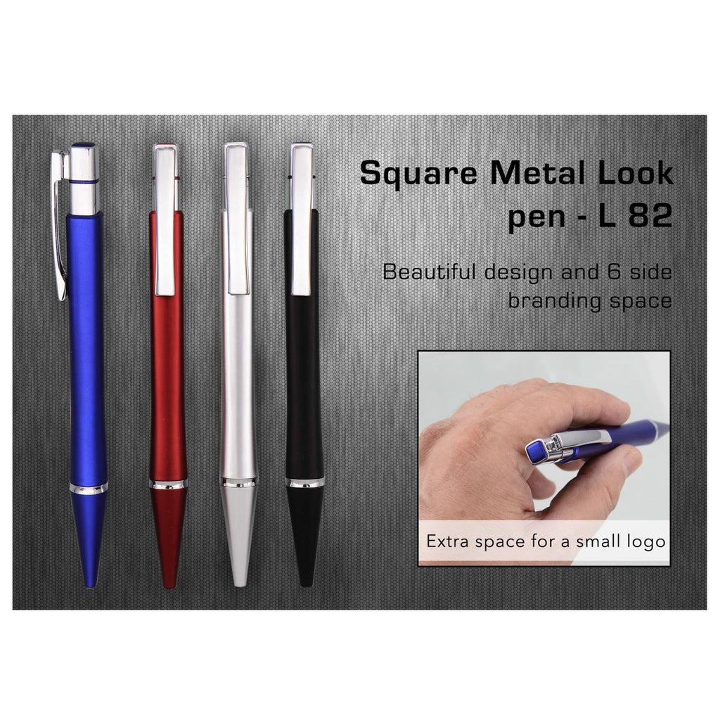 Square Metal Look Pen - L82