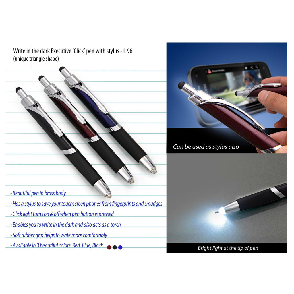 Write In The Dark Executive ‘Click’ Pen With Stylus - L96