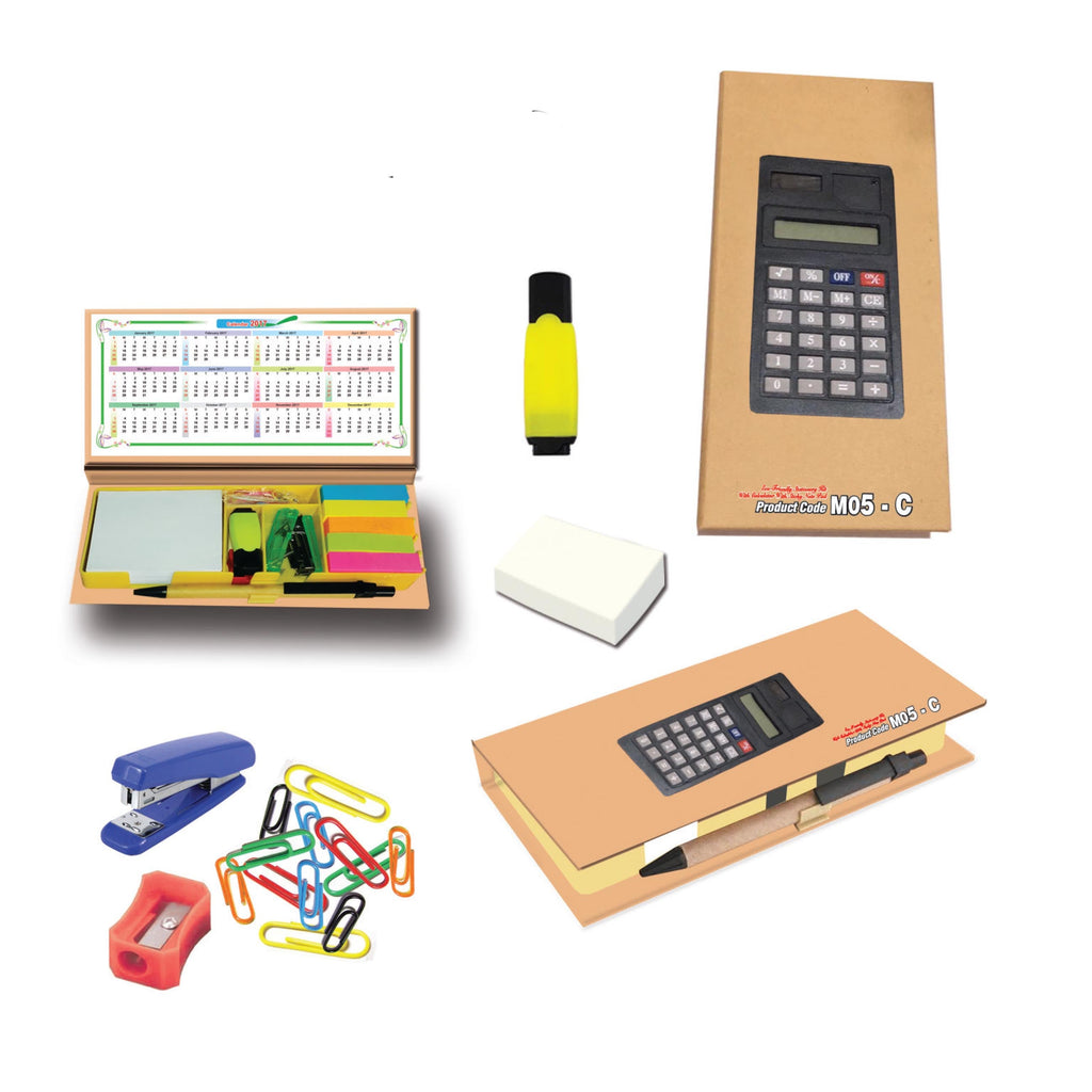 Eco-Friendly Stationery Kit With Calculator With Sticky Note Pad