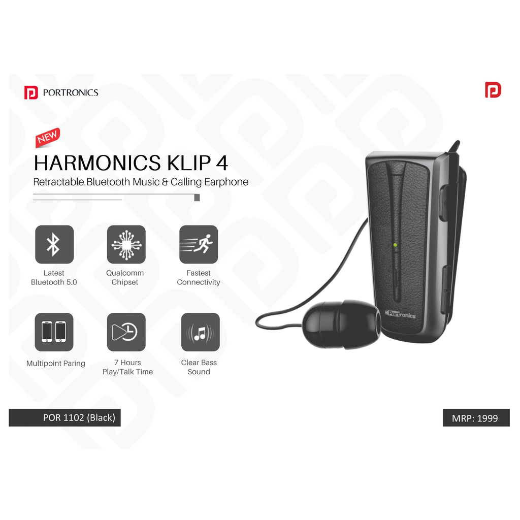 Portronics Retractable Bluetooth Music & Calling Earphone - POR 1102
