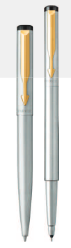 Parker Vector Stainless Steel Ball Pen+Roller Ball Pen With Gold Trim