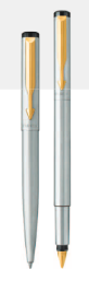 Parker Vector Stainless Steel Ball Pen+Fountain Pen With Gold Trim