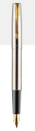 Parker Frontier Stainless Steel Fountain Pen With Gold Trim