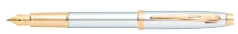 Sheaffer 100 Bright Chrome Barrel & Cap Featuring Gold Tone Trim Fountain Pen