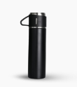 Sipper Black Vacuum Flask Gift Set-Bottle With 3 Cups