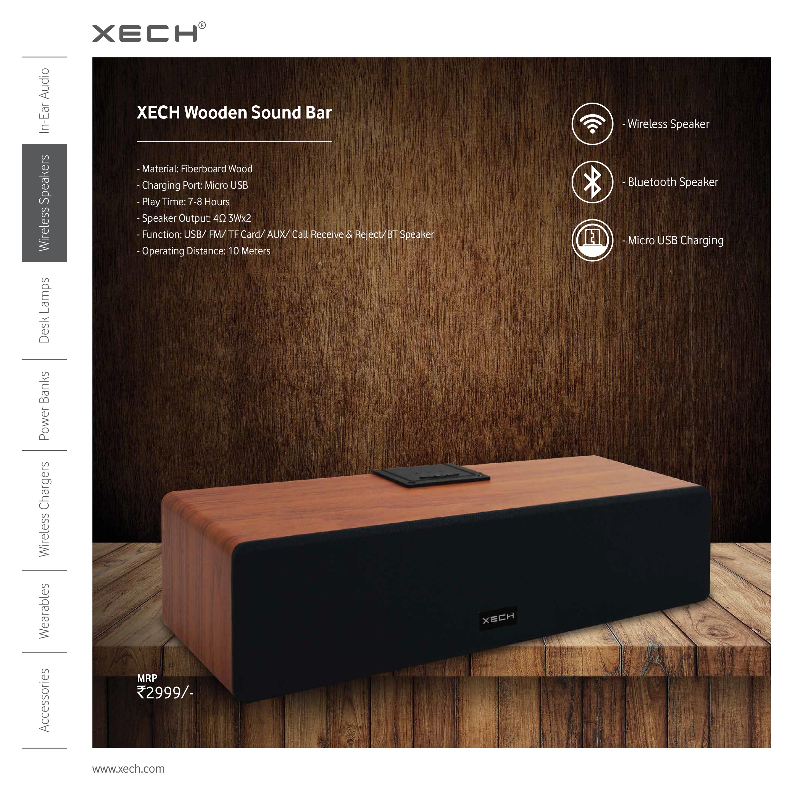 Xech Wooden Sound Bar Marsh Clothing