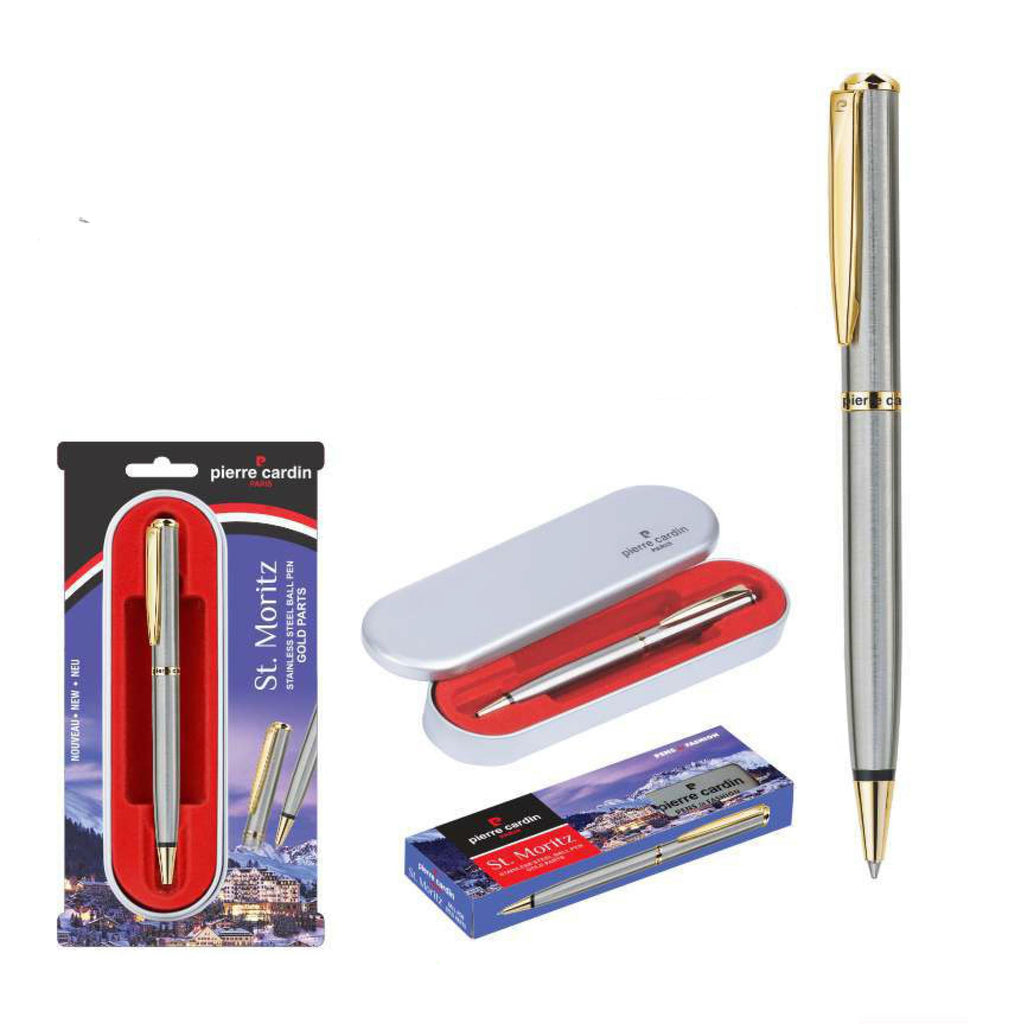 Pierre Cardin St. Moritz Stainless Steel Ball Pen Gold Parts