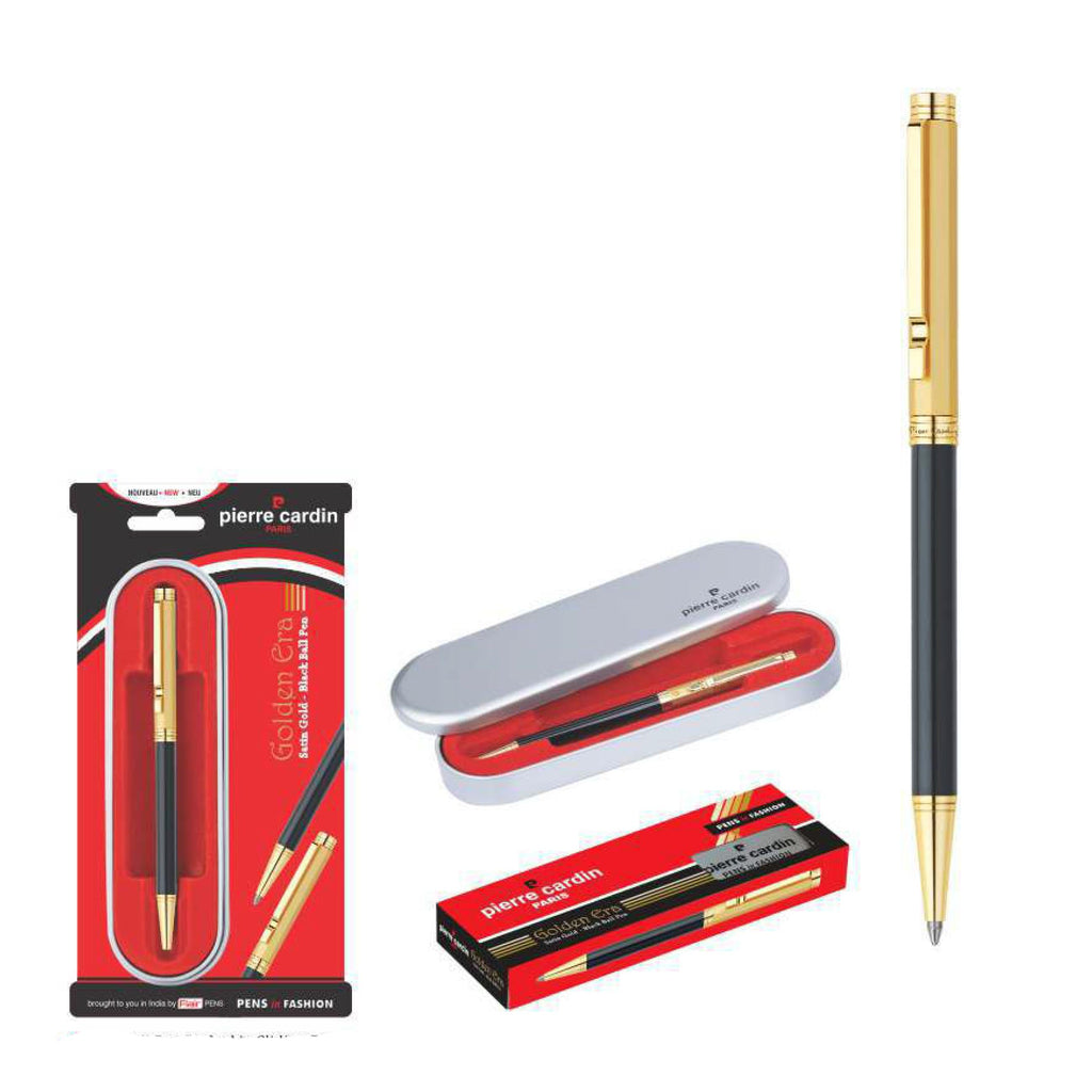 Pierre Cardin Golden Era Satin Gold - Black Ball Pen