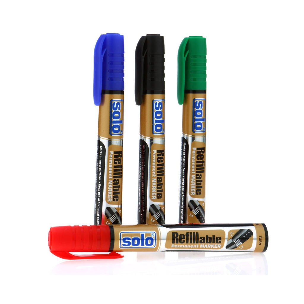 Solo Permanent Refillable Marker Pen - PM001, Pack of 10