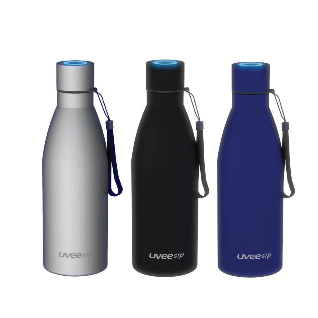 UVEE Sip - Self-Cleaning and Insulated Stainless Steel Water Bottle with UV Water Purifier